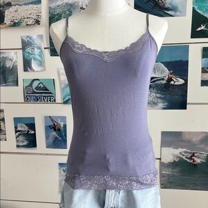 Lavender 2000s full length Lace-Trim Cami Tank Top - Women